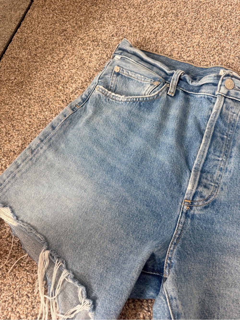Citizens Of Humanity Light Blue Distressed Denim Cutoff Shorts - Picture 6 of 12